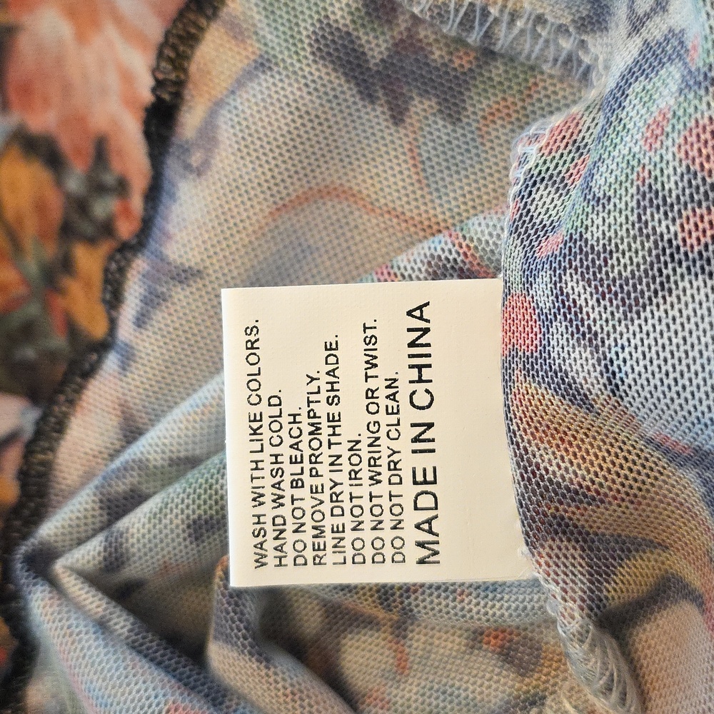 NWOT Boutique Floral Long Sleeve Mesh Crop Top XXL - Picture 10 of 10